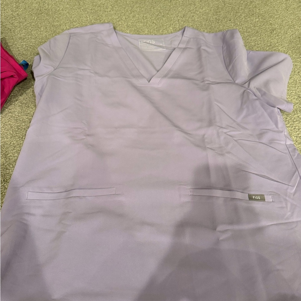 Figs Lavender V-Neck Scrub Top
